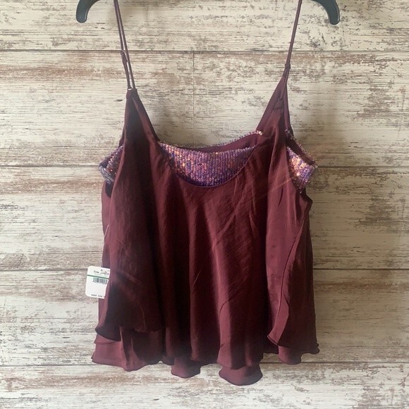Free People Turn It On Sequin Cami Vetiver Bloom Size L - Picture 5 of 6